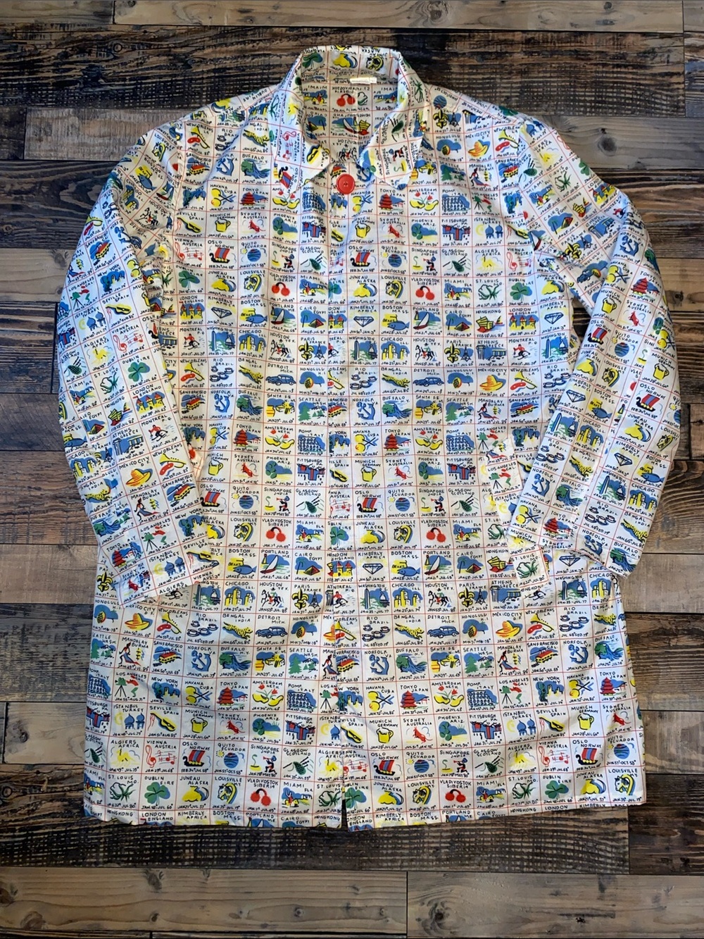 Two’s Company International Postcard and travel stamp Graphic Print Raincoat